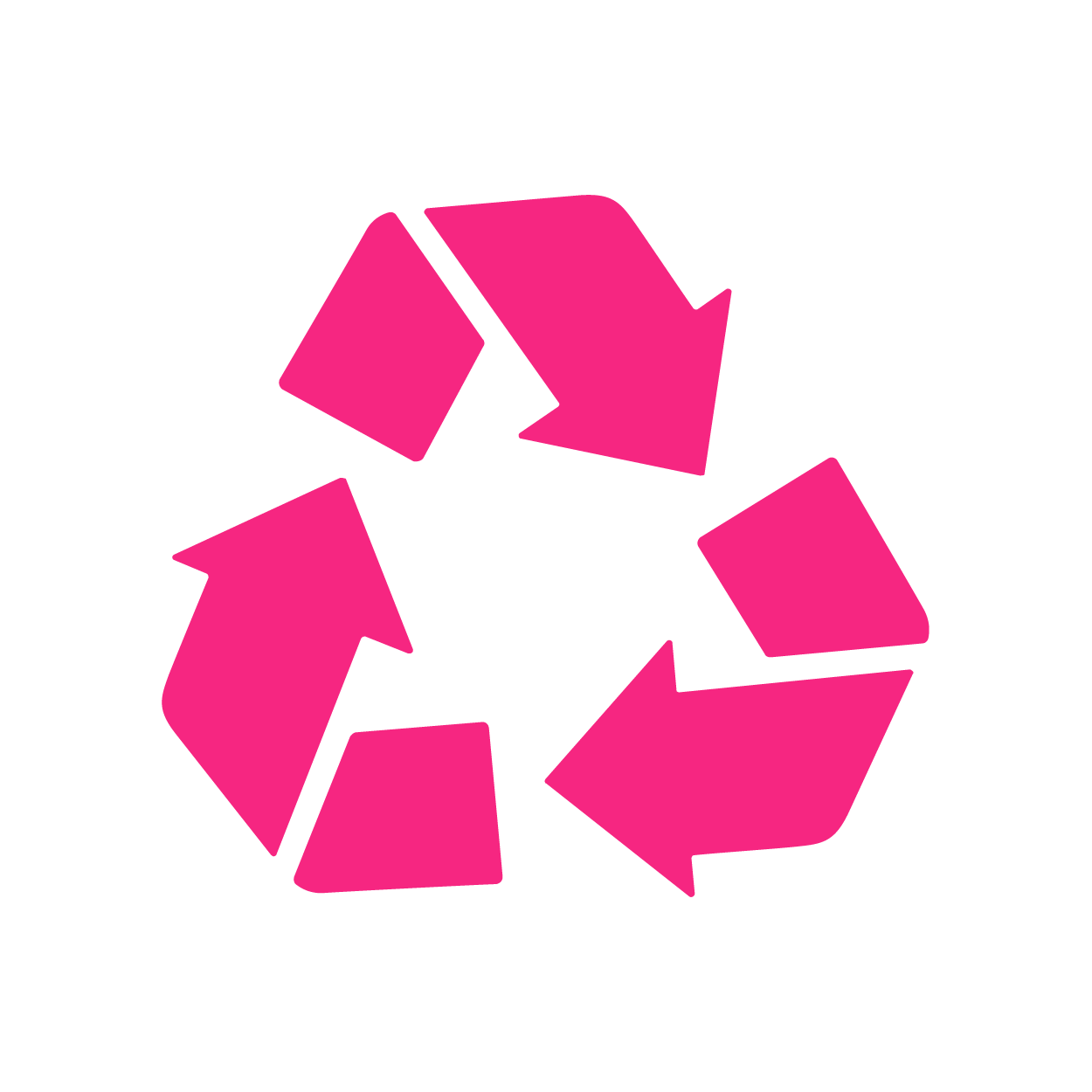 Cleantech PR, sustainable PR and renewables PR represented by a pink reduce, re-use, recycle logo