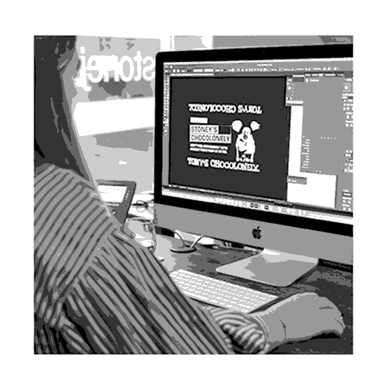A branding agency working on branding design and strategy, showing a designer hard at work