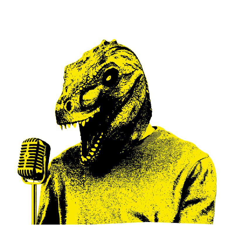 podcast production agency has a lizard recording a podcast