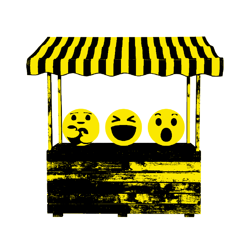 Social selling strategy discussed by emojis in a stand